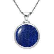 Sterling Silver Lapis Lazuli Double Sided Dinky Fob Necklace. P218.