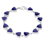 Sterling Silver Lapis Lazuli Curved Triangle Bracelet. B244.