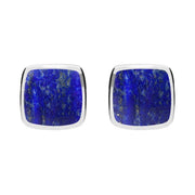 Sterling Silver Lapis Lazuli Cushion Stud Earrings. E279.