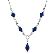 Sterling Silver Lapis Lazuli Diamond Shaped Necklace N229
