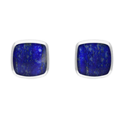 Sterling Silver Lapis Lazuli Dinky Cushion Stud Earrings. E335.