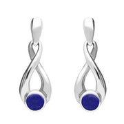 Sterling Silver Lapis Lazuli Eternity Loop Drop Earrings. E074. 