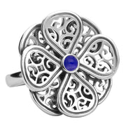 Sterling Silver Lapis Lazuli Flore Eight Petal Flower Ring R808