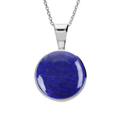 Sterling Silver Lapis Lazuli Heritage Round Necklace. P018.