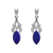 Sterling Silver Lapis Lazuli Marquise Drop Earrings. E075.