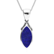 Sterling Silver Lapis Lazuli Marquise Necklace. P388.