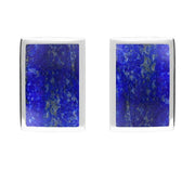 Sterling Silver Lapis Lazuli Oblong Stud Earrings. E014.