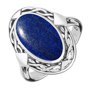 Sterling Silver Lapis Lazuli Oval Celtic Ring, R128.