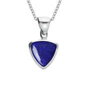 Sterling Silver Lapis Lazuli Small Curved Triangle Necklace. P323.