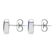 Sterling Silver Lapis Lazuli Small Curved Triangle Stud Earrings. E061.
