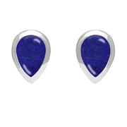 Sterling Silver Lapis Lazuli Small Teardrop Stud Earrings. E768.