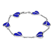 Sterling Silver Lapis Lazuli Split Heart Bracelet. B360.