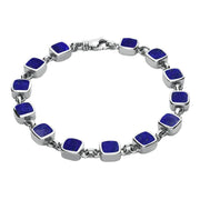 Sterling Silver Lapis Lazuli Square Cushion Bracelet . B538.