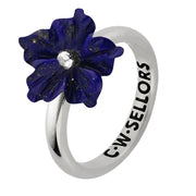 Sterling Silver Lapis Lazuli Tuberose Carnation Ring, R1000.