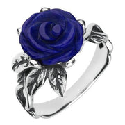 Sterling Silver Lapis Lazuli Tuberose Rose Leaf Twist Ring R728