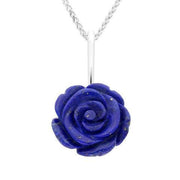 Sterling Silver Lapis Lazuli Tuberose Small Rose Necklace, P2850.