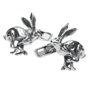 Sterling Silver Large Running Hare Cufflinks CL515