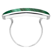 Sterling Silver Malachite Lineaire Long Oval Ring R1005