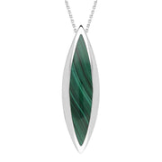 Sterling Silver Malachite Toscana Long Marquise Necklace, P1613.