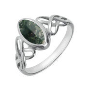 Sterling Silver Moss Agate Marquise Celtic Ring, R462