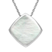 Sterling Silver Mother of Pearl Cushion Necklace. P1474.