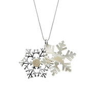 Sterling Silver Mother of Pearl Medium Snowflake Necklace, P2787C.