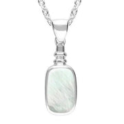 Sterling Silver Mother of Pearl Oblong Bottle Top Necklace. P009.
