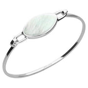 Sterling Silver Mother of Pearl Oval Slim Bangle. B018.