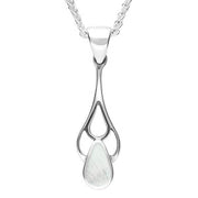 Sterling Silver Mother of Pearl Pear Spoon Necklace. P162.