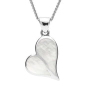 Sterling Silver Mother of Pearl Split Heart Necklace. P575.