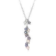 Sterling Silver Multi-coloured Pearl Bead Drop Necklace, N861.