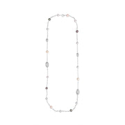 Sterling Silver Multi-coloured Pearl Beaded Necklace, N866.