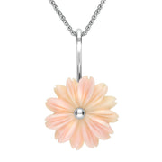 Sterling Silver Pink Conch Gypsophila Tuberose Necklace, P2855
