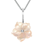 Sterling Silver Pink Mother of Pearl Carnation Tuberose Necklace, P2854