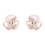 Sterling Silver Pink Mother of Pearl Clover Tuberose Stud Earrings, E2159