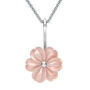Sterling Silver Pink Mother of Pearl Tuberose Dahlia Necklace P2856
