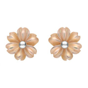 Sterling Silver Pink Mother of Pearl Dahlia Tuberose Stud Earrings, E2155