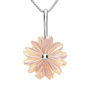 Sterling Silver Pink Mother of Pearl Daisy Tuberose Necklace, P2855
