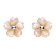 Sterling Silver Pink Mother of Pearl Gypsophila Tuberose Stud Earrings, E2156