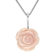 Sterling Silver Pink Mother of Pearl Small Rose Tuberose Necklace, P2850
