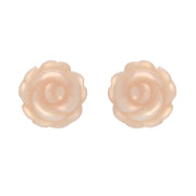 Sterling Silver Pink Mother of Pearl Large Rose Tuberose Stud Earrings, E2150