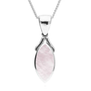 Sterling Silver Pink Mother of Pearl Marquise Necklace. P388.