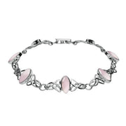 Sterling Silver Pink Mother of Pearl Marquise Shaped Celtic Bracelet. B594.