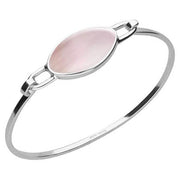 Sterling Silver Pink Mother of Pearl Oval Slim Bangle. B018.