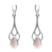 Sterling Silver Pink Mother of Pearl Pear Spoon Earrings. E139. 