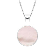 Sterling Silver Pink Mother of Pearl Heritage Round Necklace. P018.