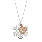 Sterling Silver Rose Gold Medium Snowflake Necklace, P2808C.