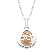 Sterling Silver Rose Gold Santa Stencil Necklace P3427C