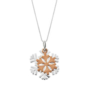 Sterling Silver Rose Gold Small Snowflake Necklace, P2807C.