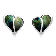 Sterling Silver Spectrolite Split Heart Stud Earrings E364